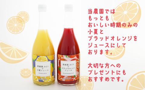 【 先行予約 】 みかん 果汁 100% ストレート ジュース 720ml 2種 セット 小夏 ブラッドオレンジ 数量限定 期間限定 高級 贈答 ギフト プレゼント 特産品 完熟 濃厚 果樹園みどり