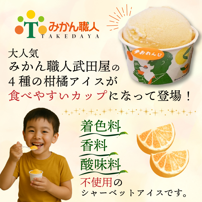 みかん職人が作った柑橘カップアイス 4種 16個 【夢おれんじ 河内晩柑 愛媛みかん しらぬい 】 16個 12000円