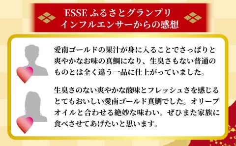【チョイスアワード大賞受賞】【ESSEグランプリ金賞受賞】 訳あり 愛南ゴールド 真鯛 合計約 500g 刺身用柵 ＋ 鯛カマ 塩 オリーブオイル ソース 付き タイ 河内晩柑 みかん 柑橘 不揃い 小分け 真空パック 鯛 新鮮 海鮮 魚介 鮮魚 養殖 カマ 皮引き 柵 柑橘 10000円 刺身 刺し身 さしみ