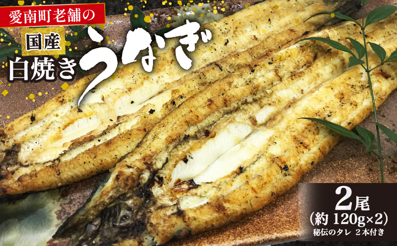 国産 うなぎ 手焼き 白焼き 2本 ( 1本 約120g / 合計 約240g ) 鰻 白焼 秘伝の タレ 山椒 付き セット うな重 ひつまぶし うな丼 わさび ギフト 贈答 贈り物 お中元 お歳暮 父の日 土用の丑の日 冷凍 老舗 お食事処 亀一 愛媛県 愛南町 高級 海鮮 魚介