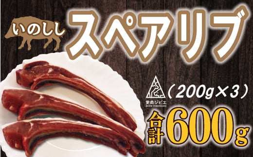 猪 スペアリブ 肉 600g （ 200g × 3パック ） 9000円 （ 5個 /  月 限定 ）イノシシ 冷凍 真空 パック 国産 天然 猪肉 精肉 ジビエ肉 カルシウム 低カロリー 肉 低脂肪 高たんぱく ヘルシー コラーゲン 愛媛県 愛南町 愛南ジビエ