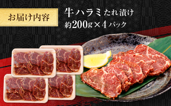 牛ハラミ　たれ漬け 約200g×4 総計約800g / 訳あり 数量限定 小分け 柔らかい！！ 【(有)山重食肉】 [ATAP144]