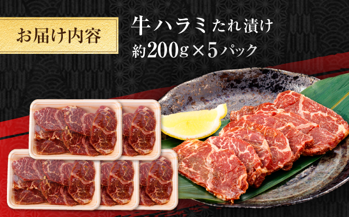 牛ハラミ　たれ漬け 約200g×5 総計約1kg / 訳あり 数量限定 小分け 柔らかい！！ 【(有)山重食肉】 [ATAP145]