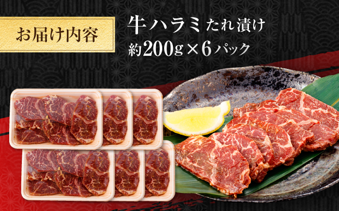牛ハラミ　たれ漬け 約200g×6 総計約1.2kg / 訳あり 数量限定 小分け 柔らかい！！ 【(有)山重食肉】 [ATAP146]