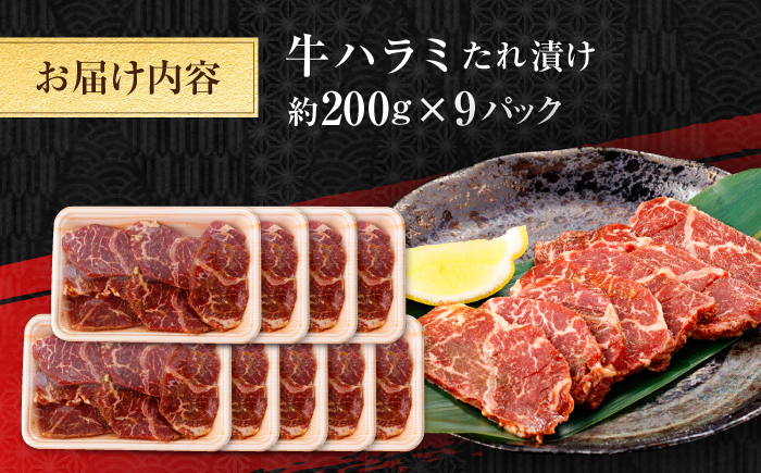牛ハラミ　たれ漬け 約200g×9 総計約1.8kg / 訳あり 数量限定 小分け 柔らかい！！ 【(有)山重食肉】 [ATAP149]