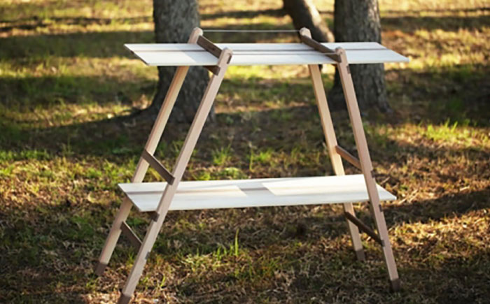 ひのきのキャンプ用ダブルラック / アウトドア アウトドアグッズ キャンプ ラック 棚 ひのき ウォールナット 人気 おすすめ 【196｜ひのきのキャンプ用品】 [ATBG005]