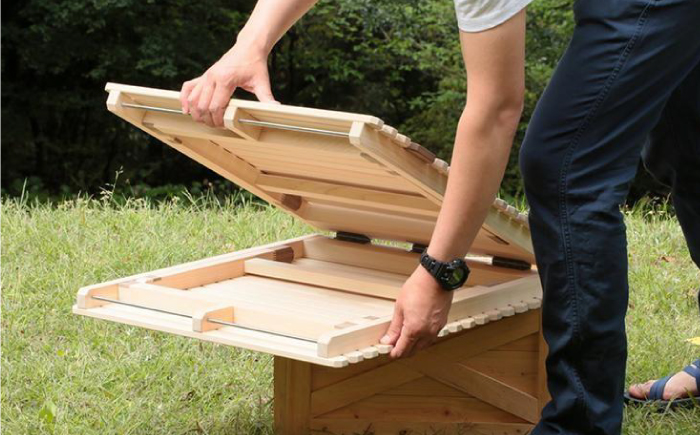 2つ折りフラットバーナーキャンプテーブル KUROSON400FB / アウトドア アウトドアグッズ キャンプ テーブル ひのき ウォールナット 人気 おすすめ 【196｜ひのきのキャンプ用品】 [ATBG008]