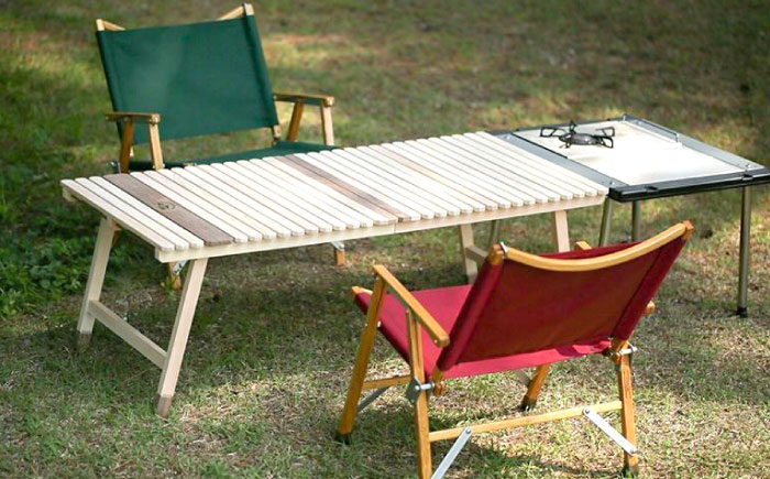 ひのきの2つ折りキャンプテーブル KUROSON400-F / アウトドア アウトドアグッズ キャンプ テーブル 折りたたみ ひのき ウォールナット 人気 おすすめ 【196｜ひのきのキャンプ用品】 [ATBG011]