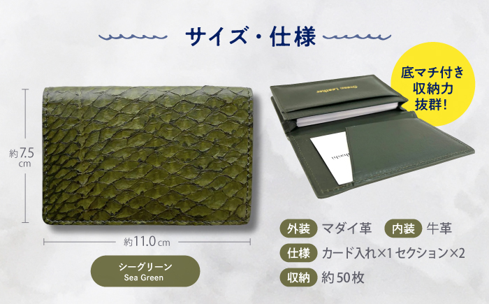 【Sea Green】Ocean Leather 名刺入れ【マダイ】L【興洋フリーズ株式会社】 [ATBX066-03]