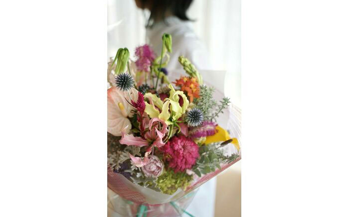 【6回定期便】生花花束 ブーケL初回花瓶付 【株式会社tomoni】 [ATCG027]