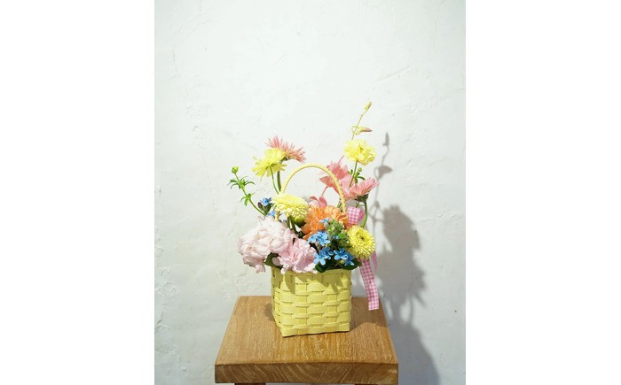 【6回定期便】季節の生花カラーバスケットフラワーS / お花 フラワー ミニサイズ アレンジメント カラーバスケット おしゃれ インテリア 省スペース プチギフト おまかせ 手作り 雑貨 季節の便り 初心者 高知【株式会社tomoni】 [ATCG057]