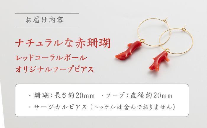 大人気??フープピアス ナチュラルな赤珊瑚 【有限会社米沢サンゴ店】 [ATCX062]