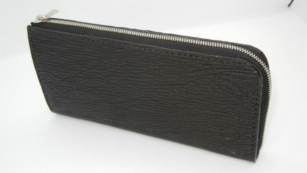 サメ革 L型ファスナー 長財布 /シック さいふ 財布 黒 ブラック 本格レザー 革財布 【革職人TOSHI】 [ATDZ006]