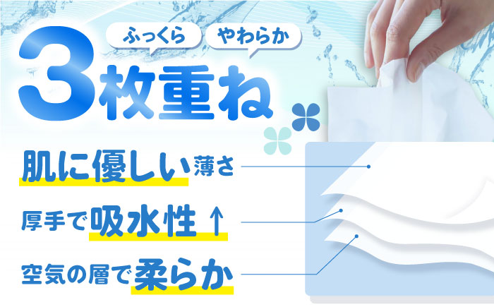 水に流せる 3枚重ねティッシュ ボックスティッシュ 30箱 (1箱:120組(360枚)入り) 【河野製紙株式会社】 [ATAJ004]