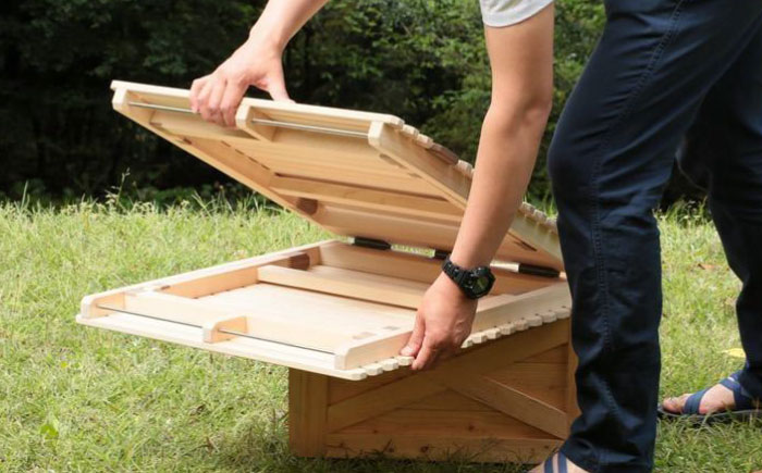 ひのきの2つ折りキャンプテーブル KUROSON400-F / アウトドア アウトドアグッズ キャンプ テーブル 折りたたみ ひのき ウォールナット 人気 おすすめ 【196｜ひのきのキャンプ用品】 [ATBG011]