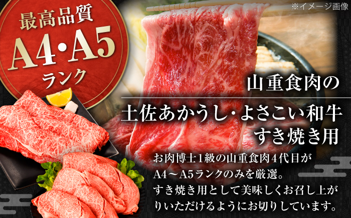 土佐あかうし＆よさこい和牛　すき焼き食べ比べ 各種約200g 総計約400g / やわらか ヘルシー うま味凝縮【(有)山重食肉】 [ATAP186]