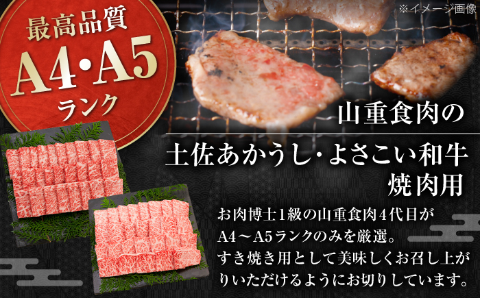 土佐あかうし＆よさこい和牛　焼肉食べ比べ 各種約450g 総計約900g / やわらか ヘルシー うま味凝縮【(有)山重食肉】 [ATAP190]
