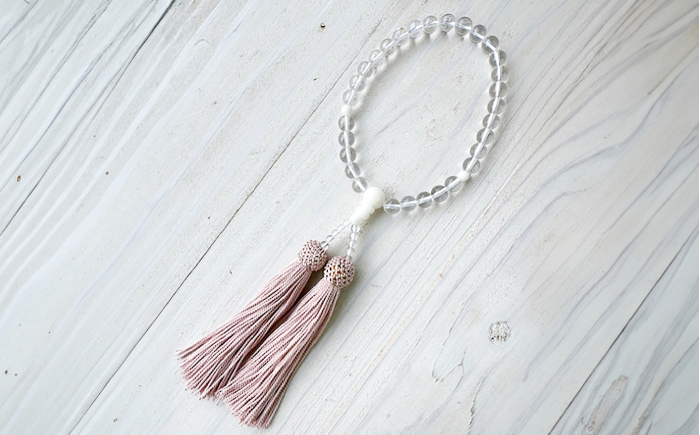 大切なお道具 水晶と珊瑚の念珠8さくら 【有限会社米沢サンゴ店】 [ATCX037]