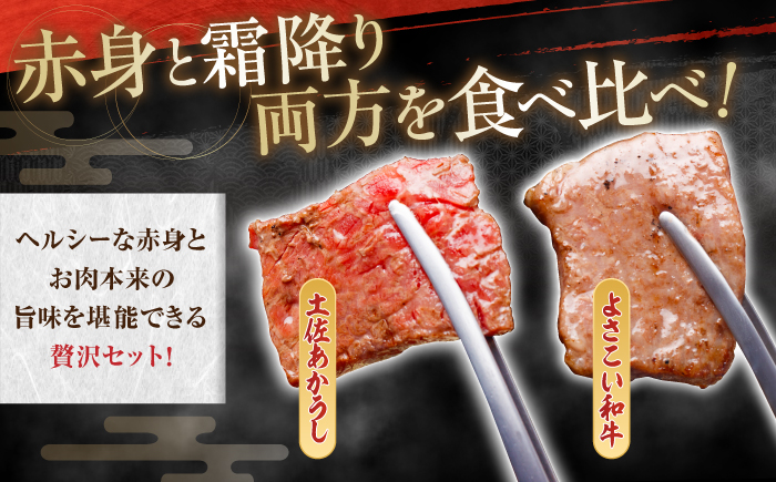 土佐あかうし＆よさこい和牛　焼肉食べ比べ 各種約450g 総計約900g / やわらか ヘルシー うま味凝縮【(有)山重食肉】 [ATAP190]