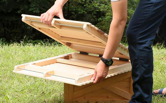 ウォールナット 2つ折りキャンプテーブル KUROSON370-F / アウトドア アウトドアグッズ キャンプ テーブル 折りたたみ ウォールナット 人気 おすすめ 【196｜ひのきのキャンプ用品】 [ATBG012]