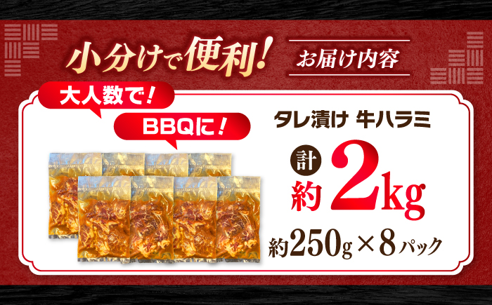 タレ漬け 牛ハラミ 約250g×8パック 計約2kg【焼肉寛十郎】小分け 個包装 味付け タレ たれ 高知県 お肉 牛肉 贅沢 焼き肉 BBQ バーベキュー 訳あり わけあり ワケアリ はらみ [ATDO015]