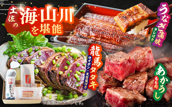 「土佐の海 川 山」 鰹たたき うなぎ蒲焼き あかうしセット /かつお 鰹 藁焼き カツオ 鰻 うなぎ 赤牛 あか牛 牛肉 鰻 ウナギ うなぎ かば焼き【株式会社Dorago】[ATAM008]