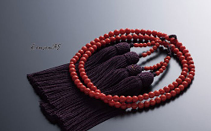 赤珊瑚本連数珠 (女性用小) 【株式会社ケンセン35】 [ATAR027]