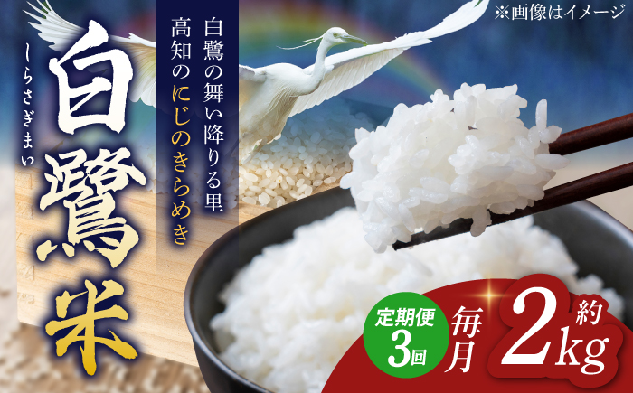 【3回定期便】 新米 R7年度産 特別栽培米 農薬節減！ 白鷺米 にじのきらめき 各約2kg 合計約6kg / 高知 米 お米 精米 　【津ノ宮農園】[ATBV004]