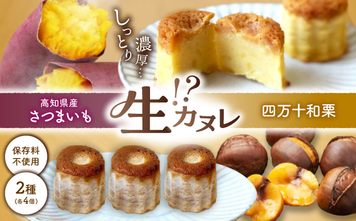 四万十和栗と西山金時の生カヌレ 添加物不使用 栗カヌレ×4個 西山金時カヌレ×4個 / カヌレ 生カヌレ 栗 くり クリ 和栗 四万十栗 西山金時 芋 さつまいも サツマイモ 洋菓子 セット 【和栗カフェ いちじゃもの】 [ATCB002]