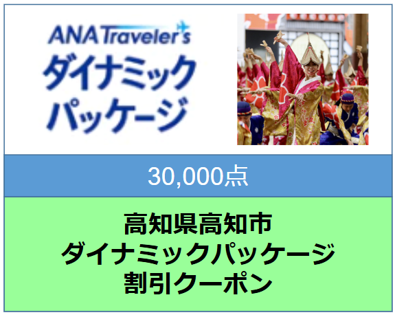 高知県高知市 ANAトラベラーズダイナミックパッケージ割引クーポン30,000点分
