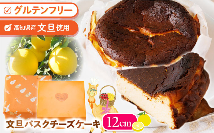 文旦バスクチーズケーキ 絵本作家柴田ケイコさんデザイン キャラクターステッカー3枚付き 直径12cm (1ホール) / 冷凍 チーズケーキ チーズ ケーキ 手作り スイーツ デザート【菓子工房レネー】 [ATDE006]