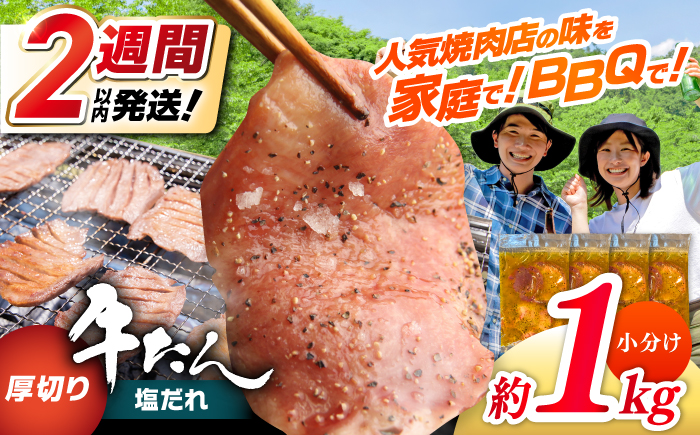 厚切り 牛タン 塩だれ 約250g×4パック 計約1kg 小分け 個包装 味付け タレ たれ 高知県 お肉 牛肉 贅沢 焼き肉 BBQ バーベキュー 訳あり わけあり ワケアリ 牛たん 【焼肉寛十郎】 [ATDO022]