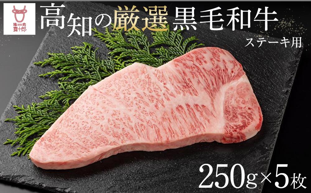 [高知の厳選黒毛和牛] ステーキ (250g×5枚)