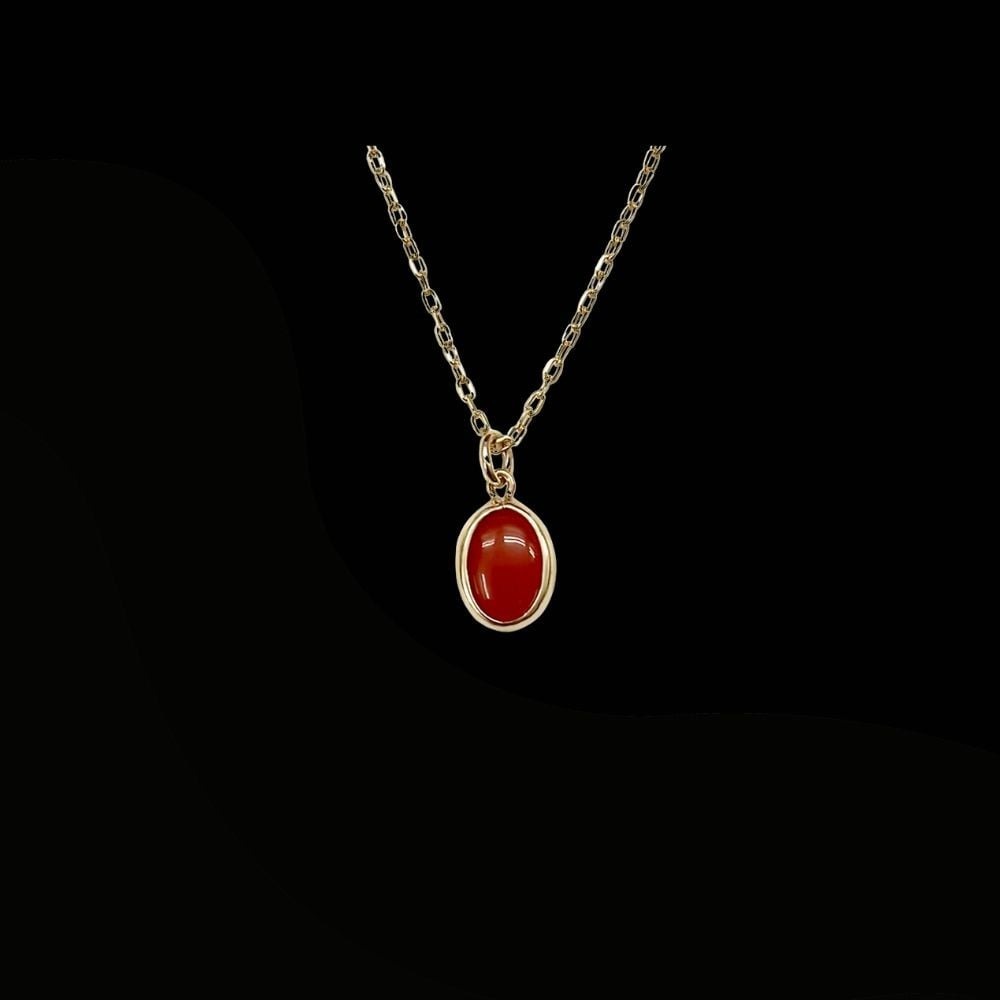 珊瑚 血赤珊瑚 ミニカボション ペンダント ネックレス K10イエローゴールド 天然サンゴ 一点物 アクセサリー 厄除け お守り クリスマス バレンタイン 誕生日プレゼント 記念日 ホワイトデー ジュエリー 大人可愛い ギフト さんご サンゴ 高知県室戸市