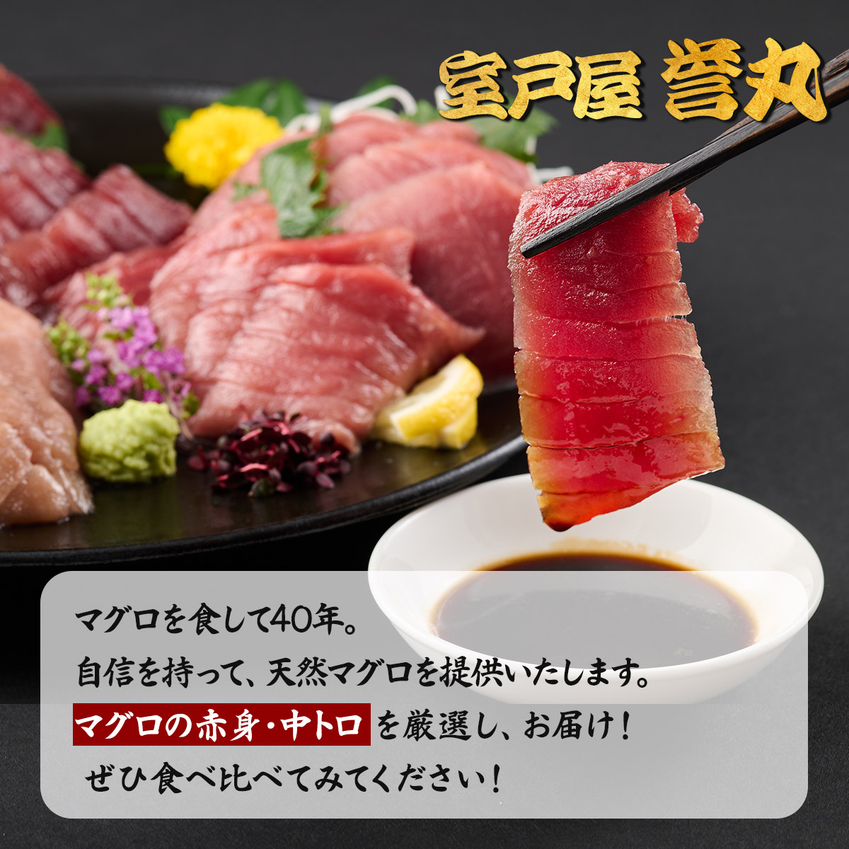 厳選本マグロ赤身、中トロ食べくらべ【誉丸】