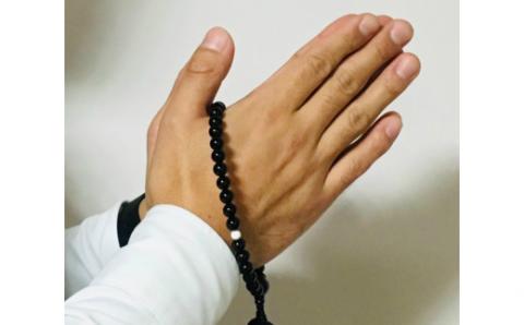 オニキスと白珊瑚の片手数珠