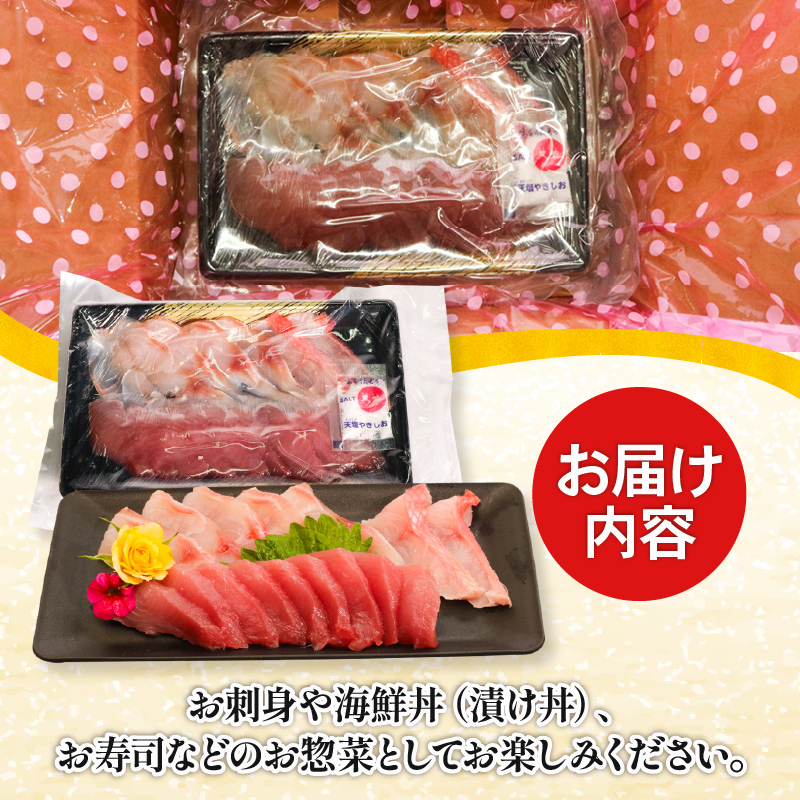 【３回定期便】ほんとにおいしい！室戸のお刺身　２～３種盛り合わせお楽しみセット（２～３人前）