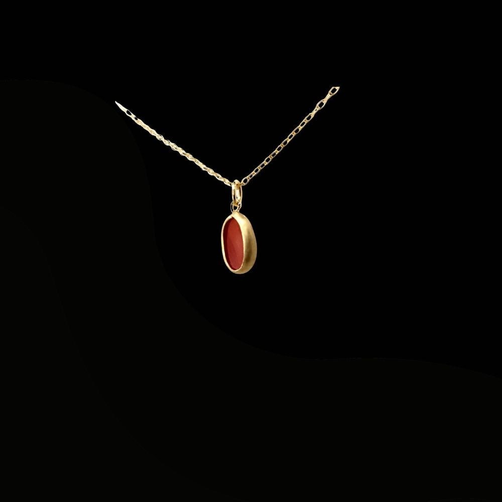 珊瑚 血赤珊瑚 ミニカボション ペンダント ネックレス K10イエローゴールド 天然サンゴ 一点物 アクセサリー 厄除け お守り クリスマス バレンタイン 誕生日プレゼント 記念日 ホワイトデー ジュエリー 大人可愛い ギフト さんご サンゴ 高知県室戸市