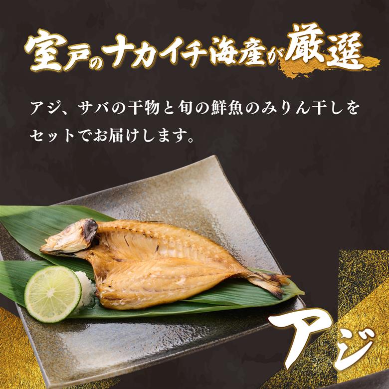 ナカイチ海産！人気干物３種類詰め合わせセット 干物 あじ アジ サバ さば おかず 冷凍 5000円 送料無料 nk036