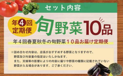 野菜 定期便 春夏秋冬 年4回お届け 旬野菜 1回あたり10品 セット 詰め合わせ 野菜 旬 おまかせ 新鮮 やさい レシピ付き 高知県 室戸市