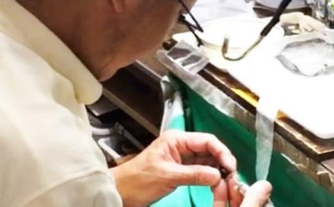 白サンゴのデザインピアス［K18アメリカンピアス］