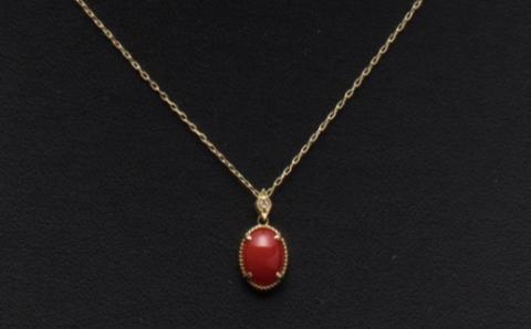 【最高級】赤サンゴのオーバルペンダント K18