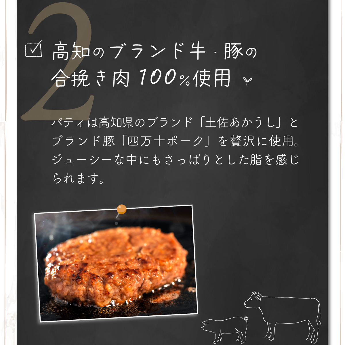 土佐和牛＆四万十ポーク合い挽きハンバーガーセット【５人前】
