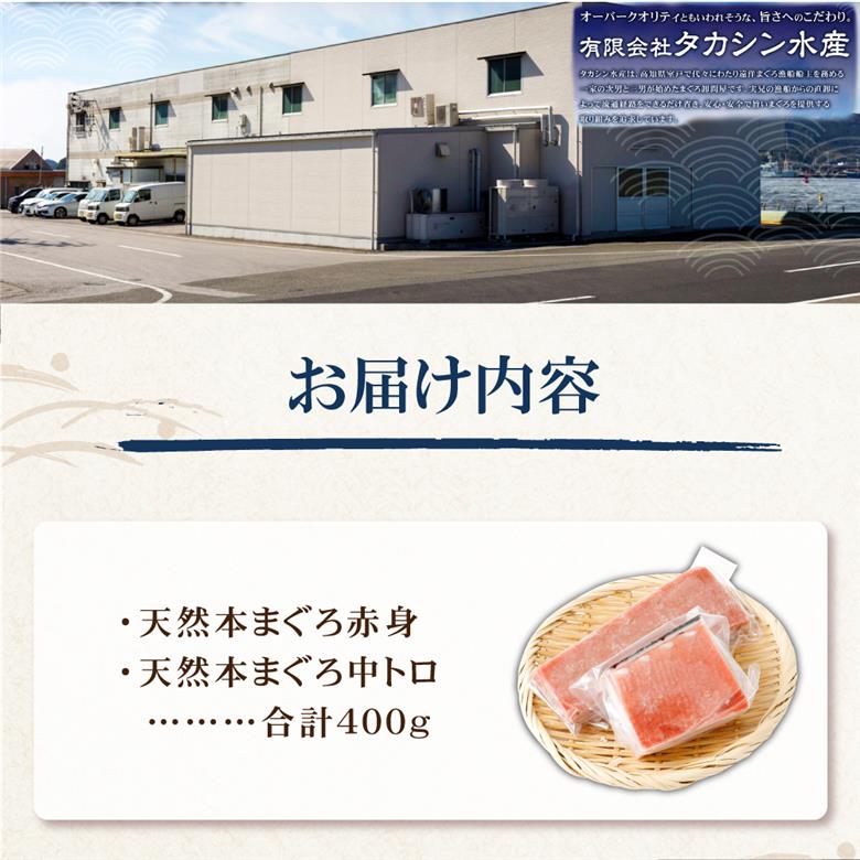 まぐろの王様！ 天然本まぐろ 味わいセット 400g サク 柵 スライス 切落し セット 天然 天然まぐろ 天然マグロ まぐろ 中トロ 赤身 鮪 刺身 お刺身 食べ比べ  高知 室戸 冷凍 小分け 便利