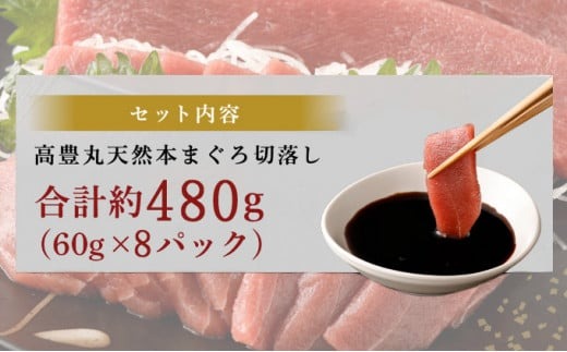 【天然本まぐろ】【お刺身ちょこっとパック】 赤身 切落し 480g 60g×8パック お手軽 食べきりサイズ 切り落とし お刺身 魚介類 海鮮 小分け 魚 天然まぐろ 魚貝 マグロ 高知県 簡単解凍 簡単調理 惣菜 冷凍