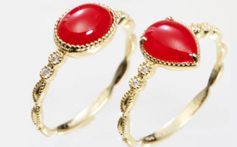 ［選べる］赤サンゴのファッションリング