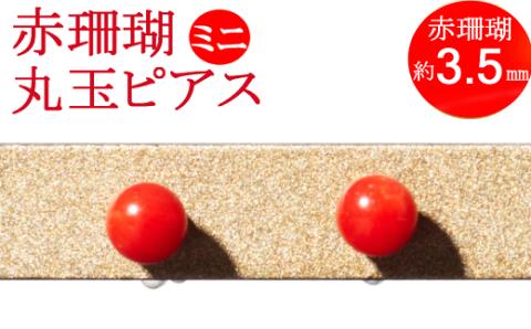 赤サンゴ 丸玉ピアス［ミニ］