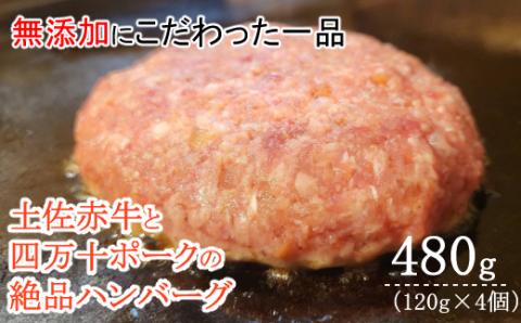 ハンバーガー屋の本気ハンバーグ480ｇ（120ｇ×4個） ＜ 国産 高知県産 牛肉 豚肉 ブランド肉 希少 土佐あかうし 四万十ポーク ＞