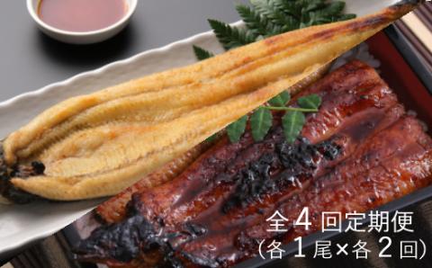 蒲焼き・白焼きを交互にお届け！国産うなぎ１尾【全４回定期便】