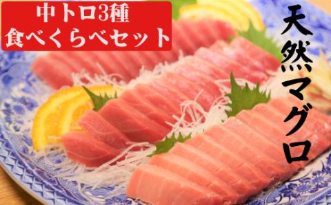 天然マグロ中トロ３種食べくらべセット（本マグロ、ミナミマグロ、メバチマグロ 中トロ各１柵）: 室戸市ANAのふるさと納税